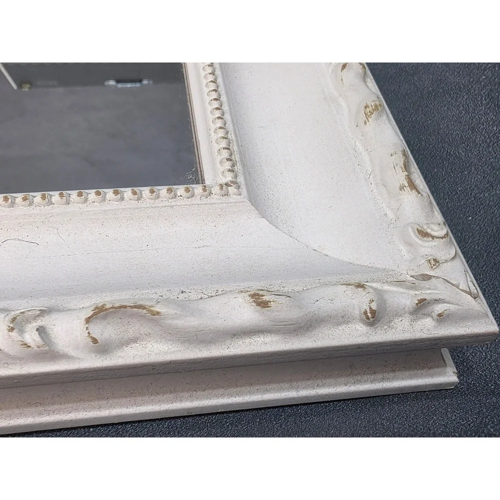 Vintage The Big Picture Custom Framed Mirrors Set of 2 Cream Distressed Ornate
